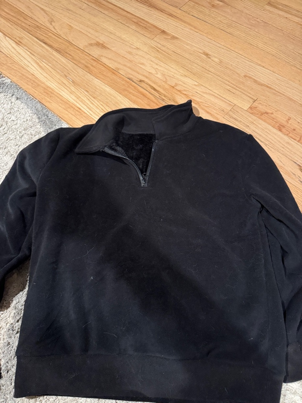 Men's Black Quarter-Zip Fleece Pullover Sweater